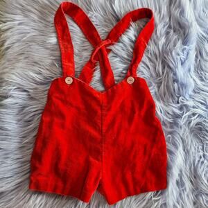 Wonderalls Vtg Baby Overalls Shorts 9m